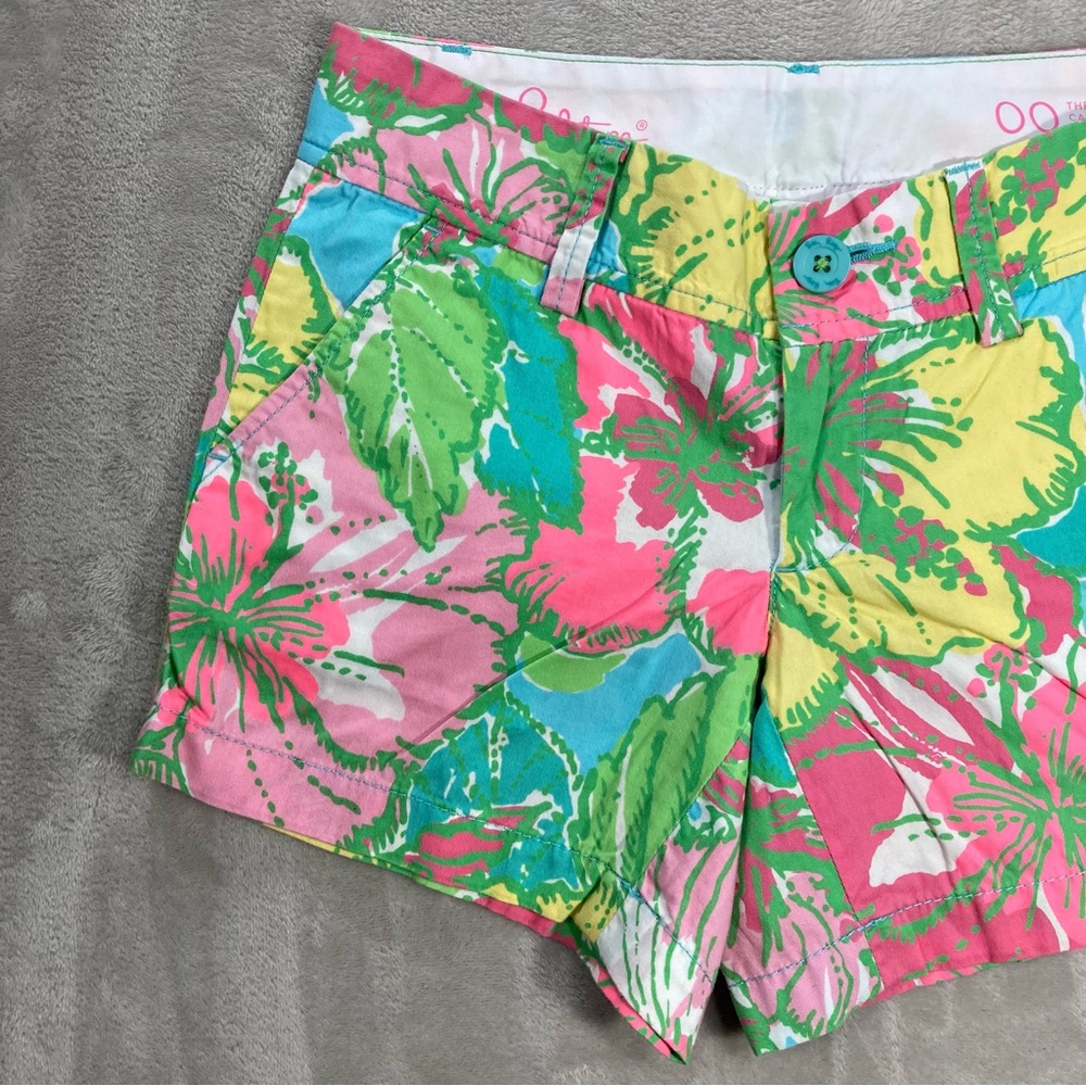 Lilly Pulitzer The Callahan Short Floral Green Pink Women's Sz 00 - Picture 2 of 14